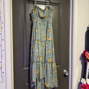 Floral Maxi Dress in Sage and Gold